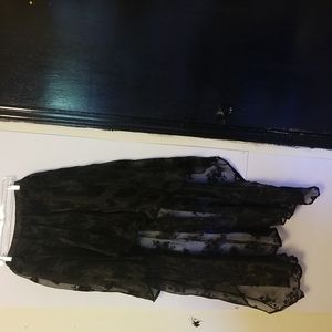 Long black floral overlay Victorian steampunk skirt.